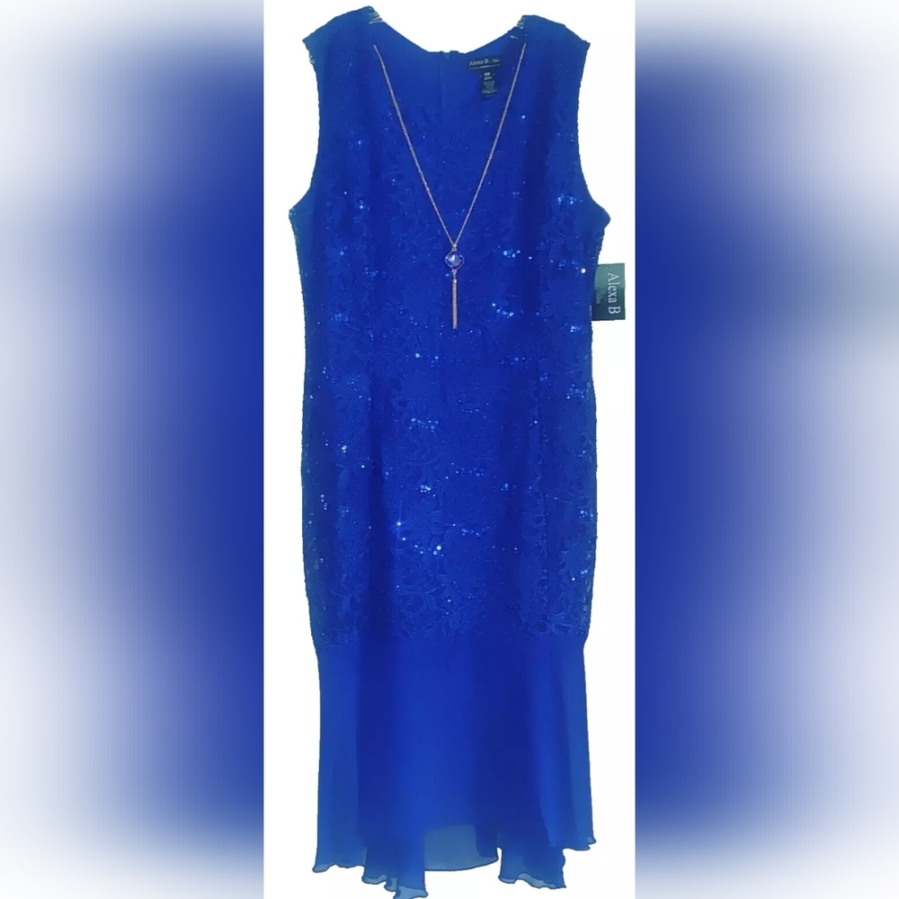 Party Dress Plus Size 18W Sapphire Blue Sparkle